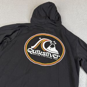 Quiksilver Sweatshirt Mens XL Black Hoodie Pullover Surf Skate Grunge Sweater